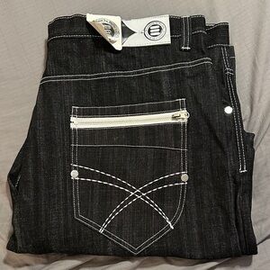 Evolution In Design Black Denim Jeans with White Stitching